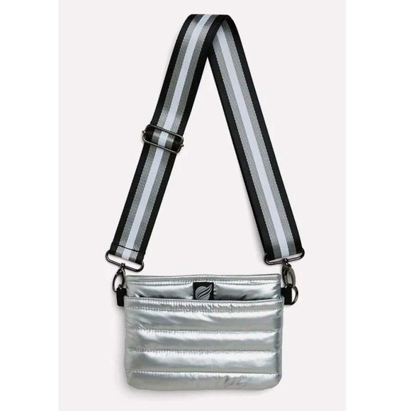 THINK ROYLN Handbags - Think Royln Bum Bag‎ Crossbody Pearl Silver Quilted Puffy Adjustable Strap